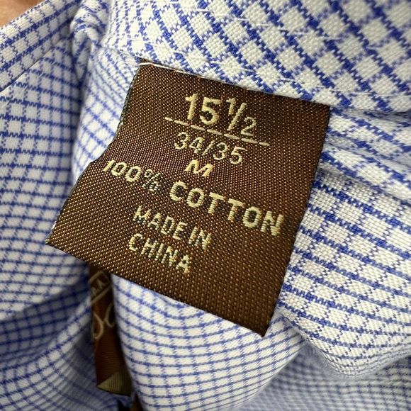 Tasso Elba shirt Medium 34/35 mens long sleeve button up 15 1/2 blue lot of 2 - Picture 6 of 10